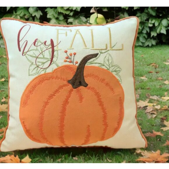 Pumpkin Pillow Cover Fall Decor Thanksgiving Cottage Farmhouse Throw Case Accent - Picture 3 of 11